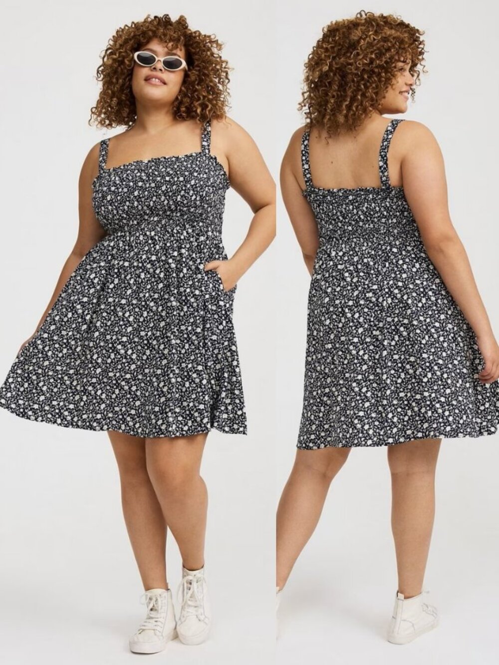 NWT Torrid 1 Ditsy Floral Smocked Tube Mini Dress 1X 14 16